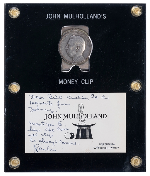  MULHOLLAND, JOHN. JOHN MULHOLLAND’S SILVER MONEY CLIP. 1930...