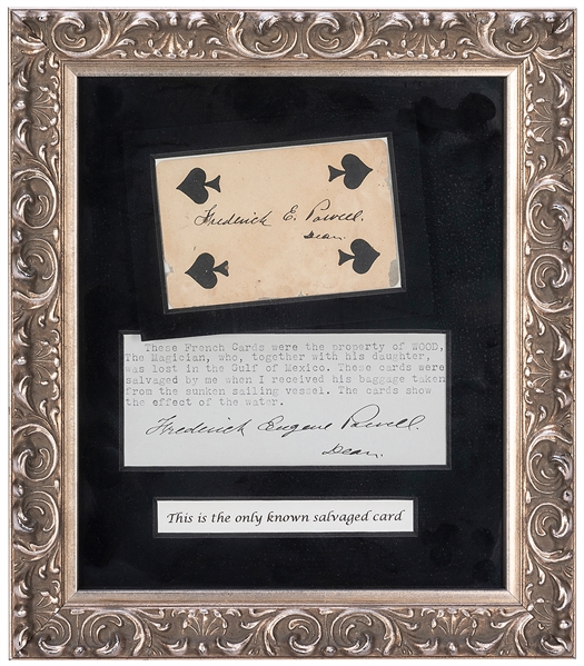  WOOD, WILLIAM B. PLAYING CARD RECOVERED FROM WOOD’S FATAL S...