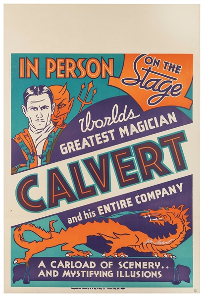  CALVERT, JOHN. IN PERSON. ON THE STAGE. CALVERT. Kansas Cit...