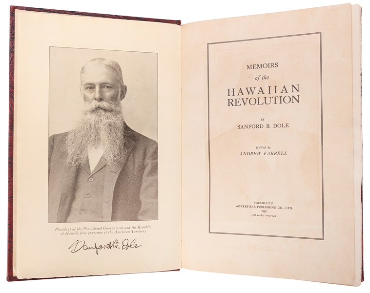  [HAWAII]. DOLE, Sanford B. (1844–1926) and Lorrin THURSTON ...