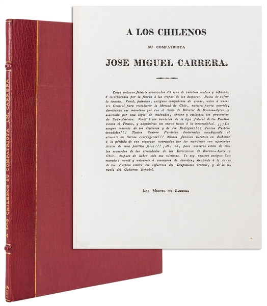  CARRERA, José Miguel (1785–1821). A los Chilenos su compatr...