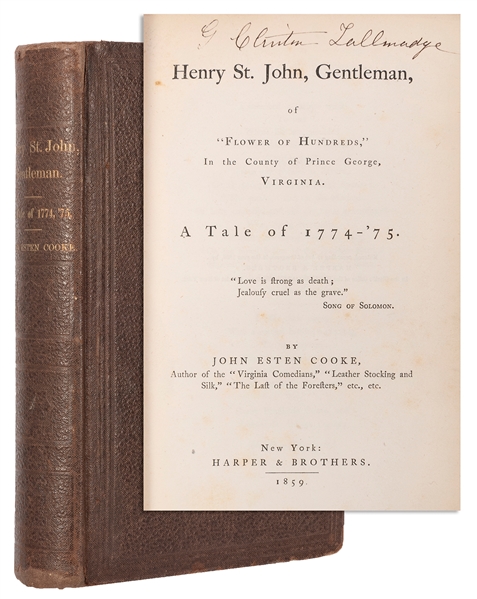  COOKE, John Esten (1830–1886). Henry St. John, Gentleman, o...