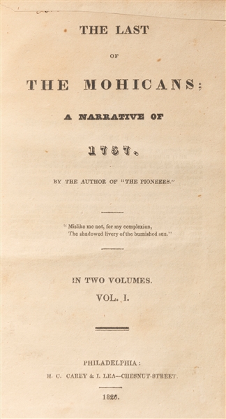  COOPER, James Fenimore (1789–1851). The Last of the Mohican...