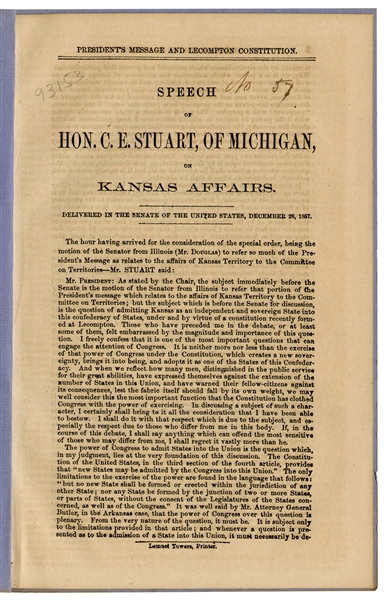  [KANSAS TERRITORY]. A group of 4 pamphlets regarding the Ka...