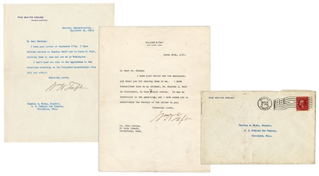  TAFT, William Howard (1857–1930). Pair of typed letters sig...