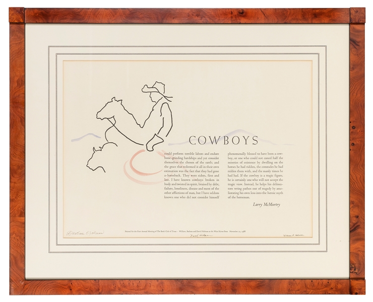  [TEXAS]. McMURTRY, Larry (1936–2021). Cowboys. [Austin:] Wi...