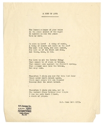  CHANDLER, Raymond (1888–1959). Typed manuscript (“A Song of...