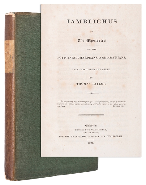  [OCCULT]. TAYLOR, Thomas (1758–1835), translator. Iamblichu...