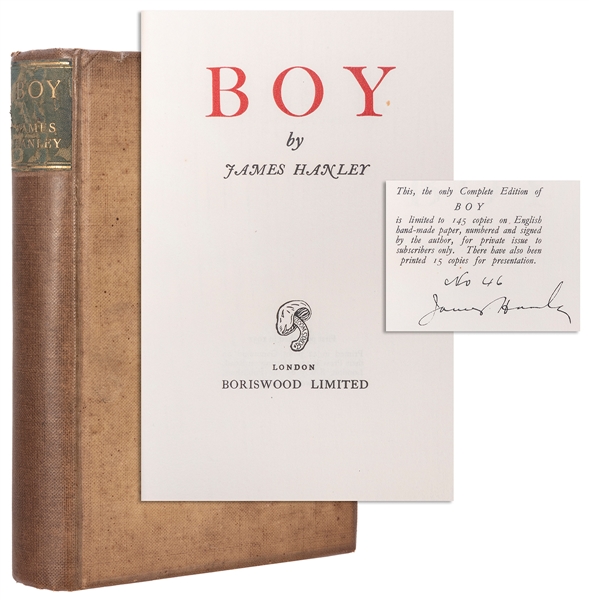  HANLEY, James (1897-1985). Boy. London: Boriswood Limited, ...