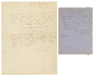  JOYCE, James (1882–1941). A pair of autograph letters signe...