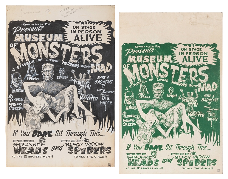  MUSEUM OF MONSTERS POSTER MAQUETTE. Circa 1960. Original in...