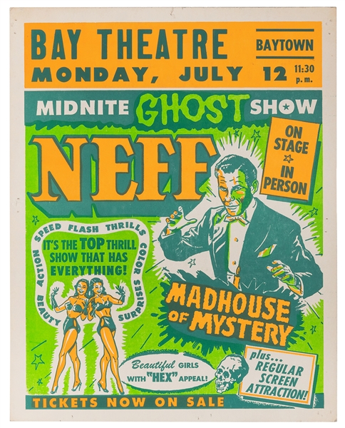  NEFF, WILLIAM. MIDNITE GHOST SHOW. DR. NEFF. Circa 1955. Th...