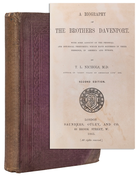  [DAVENPORT BROTHERS]. NICHOLS, THOMAS LOW (1815-1901). BIOG...