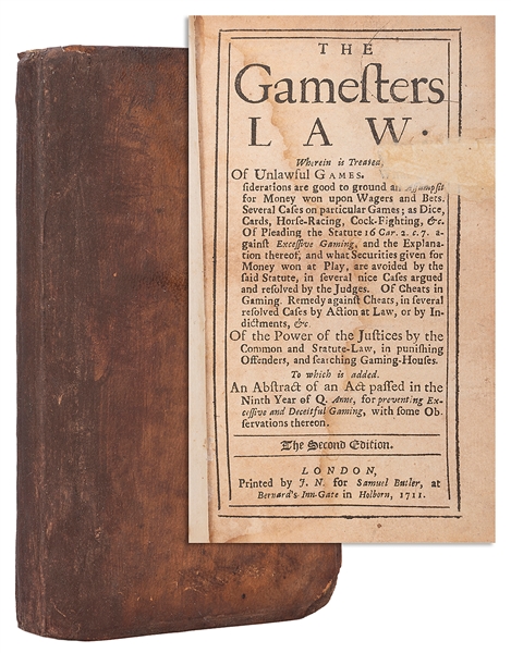  THE GAMESTER’S LAW. London: Samuel Butler, 1711. 8vo. Secon...