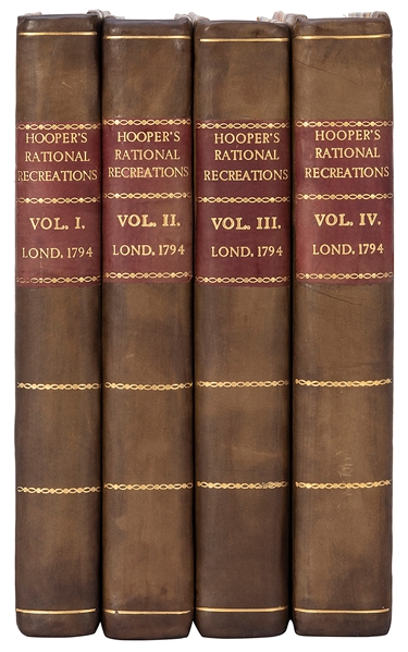  HOOPER, WILLIAM. RATIONAL RECREATIONS. London: B. Law & Son...