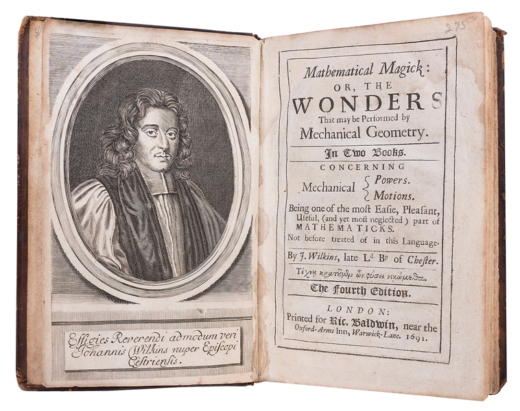  WILKINS, JOHN. MATHEMATICAL MAGICK: OR, THE WONDERS THAT MA...