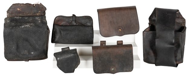  [CIVIL WAR] A group of 5 leather bags. [V.p., v.d.] Includi...