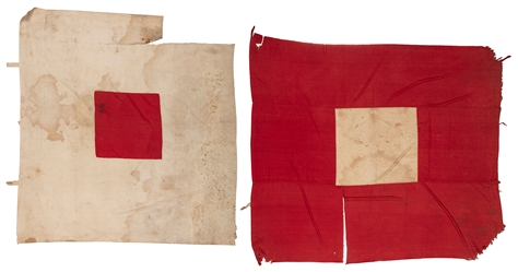  [CIVIL WAR]. Matching pair of signal flags. [N.p., ca. 1860...