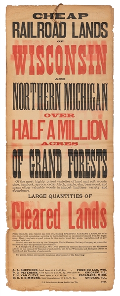  [RAILROAD LAND SALES]. A group of 8 identical broadsides ad...