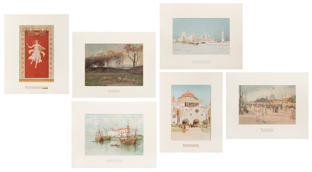  [CHICAGO WORLD’S COLUMBIAN EXPOSITION]. A group of 6 color ...