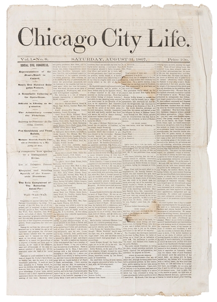  [THE GREAT CHICAGO FIRE]. Chicago City Life. 31 August 1867...