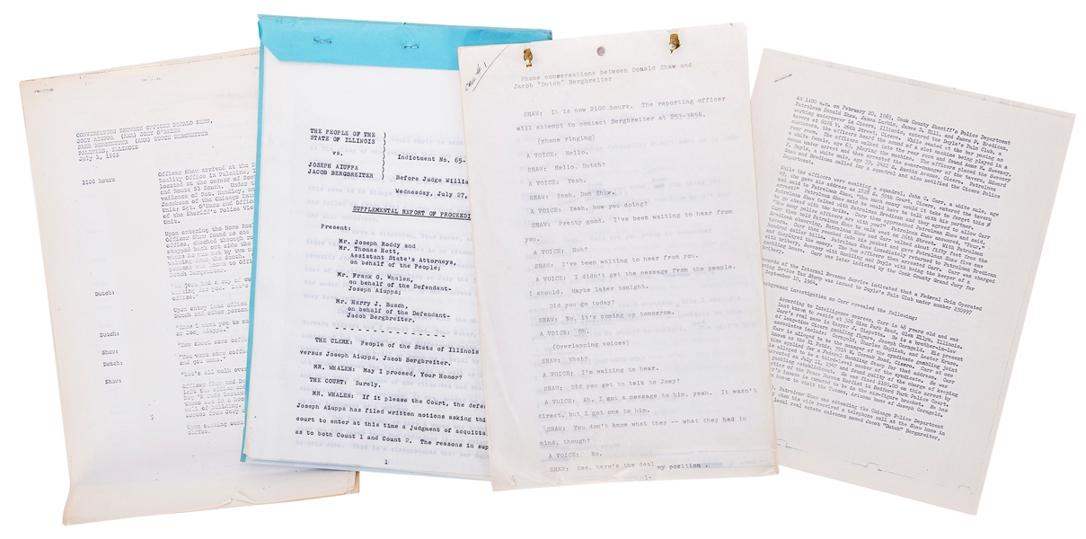  [CHICAGO CRIME]. A group of 4 documents relating to bribery...