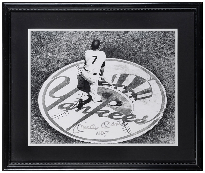  Mickey Mantle Waits on Deck Signed Oversize Photo. Black an...