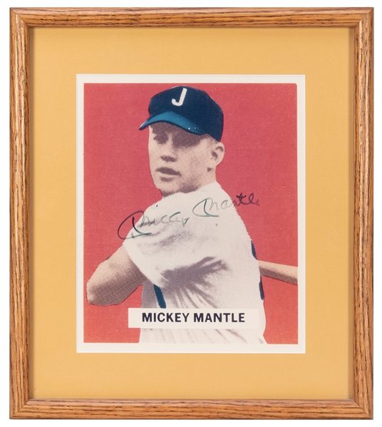  Mickey Mantle Signed Joplin Miners Card Enlargement. Color ...