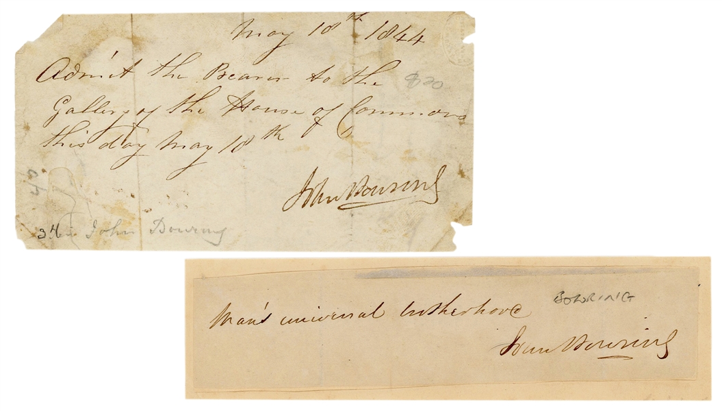  [BRITISH EMPIRE]. – [BOWRING, John (1792-1872)]. A pair of ...