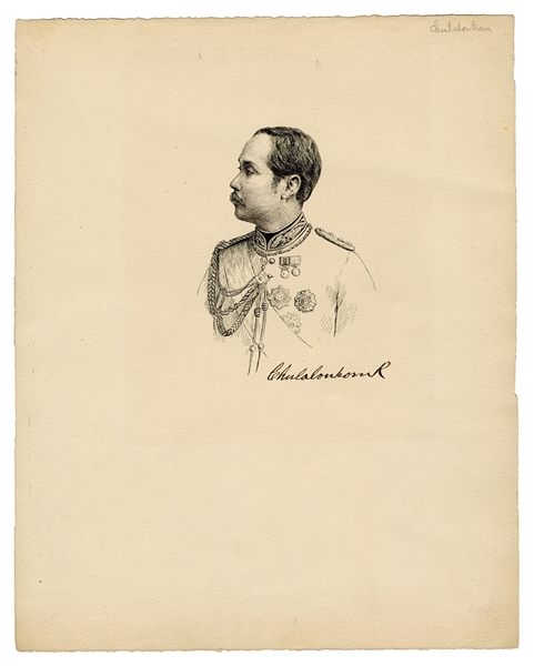  CHULALONGKORN THE GREAT (1853-1910). Engraving signed by Ki...