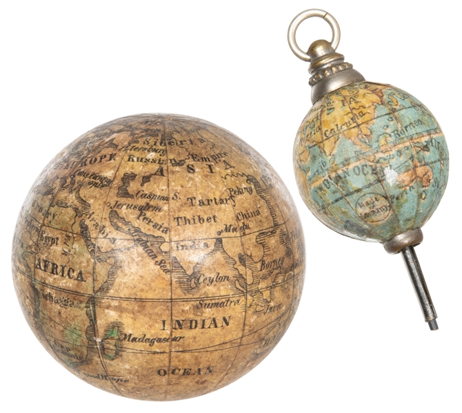  [EXPLORATION]. A pair of miniature globes, including: an ea...