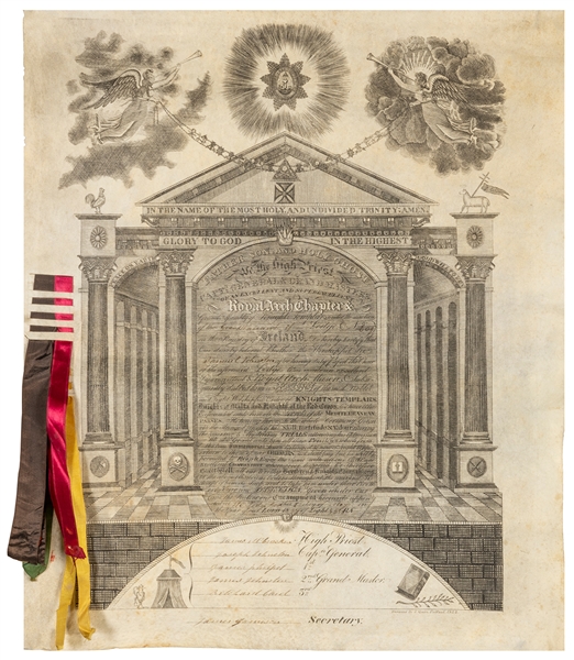  [FREEMASONS]. Knights Templar certificate of Mr. Samuel Joh...