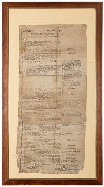  [NAPOLEON]. A broadside detailing the articles of Capitulat...