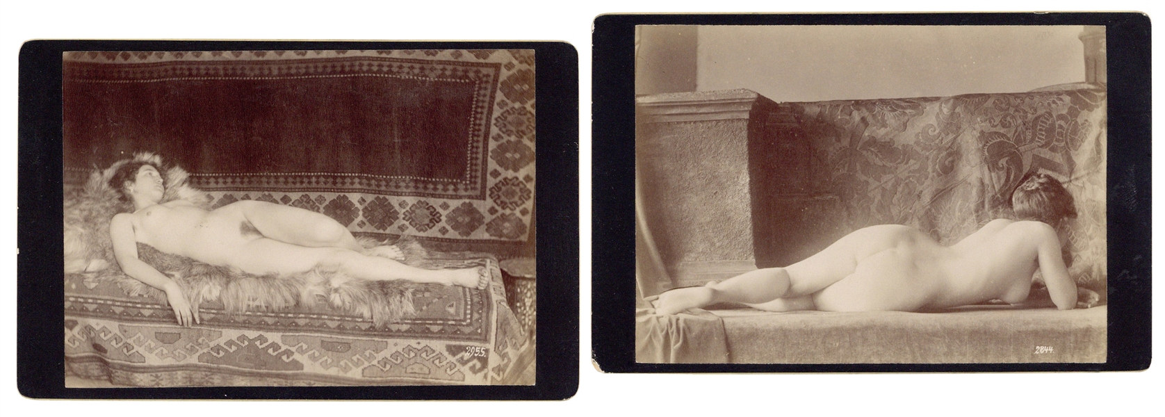  [EROTICA]. Pair of female nude cabinet card photographs. [F...