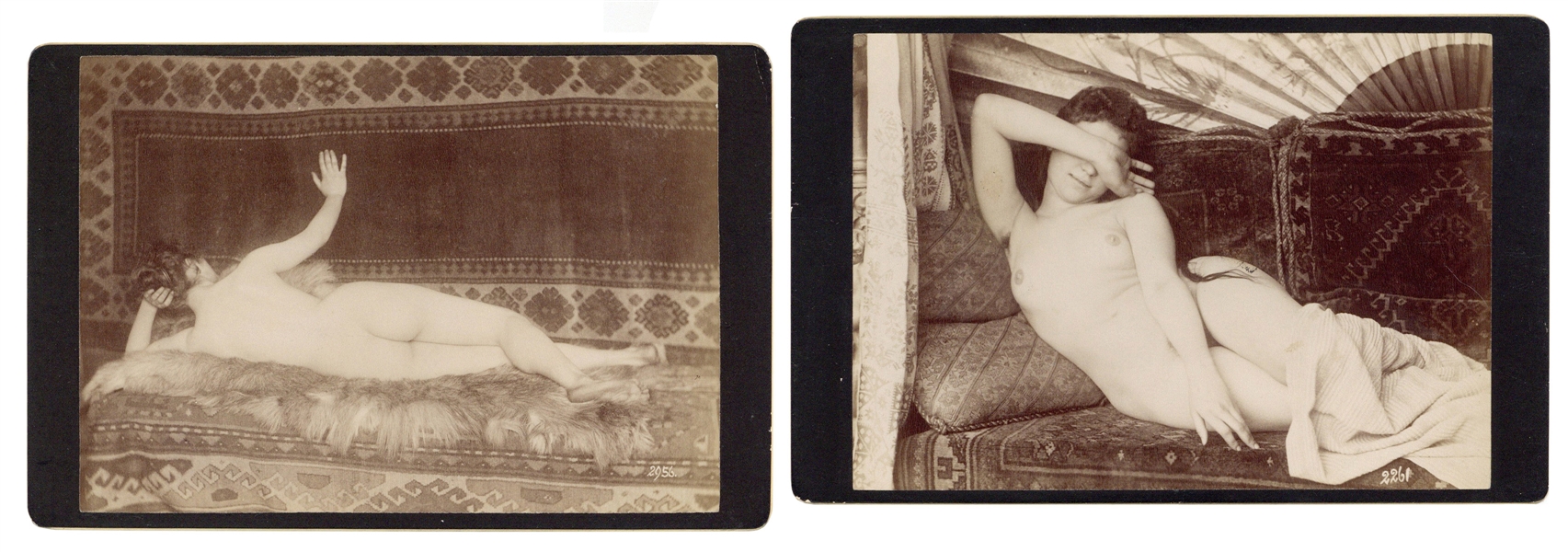  [EROTICA]. Pair of female nude cabinet card photographs. [F...