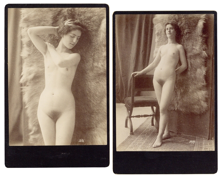  [EROTICA]. Pair of female nude cabinet card photographs. [F...