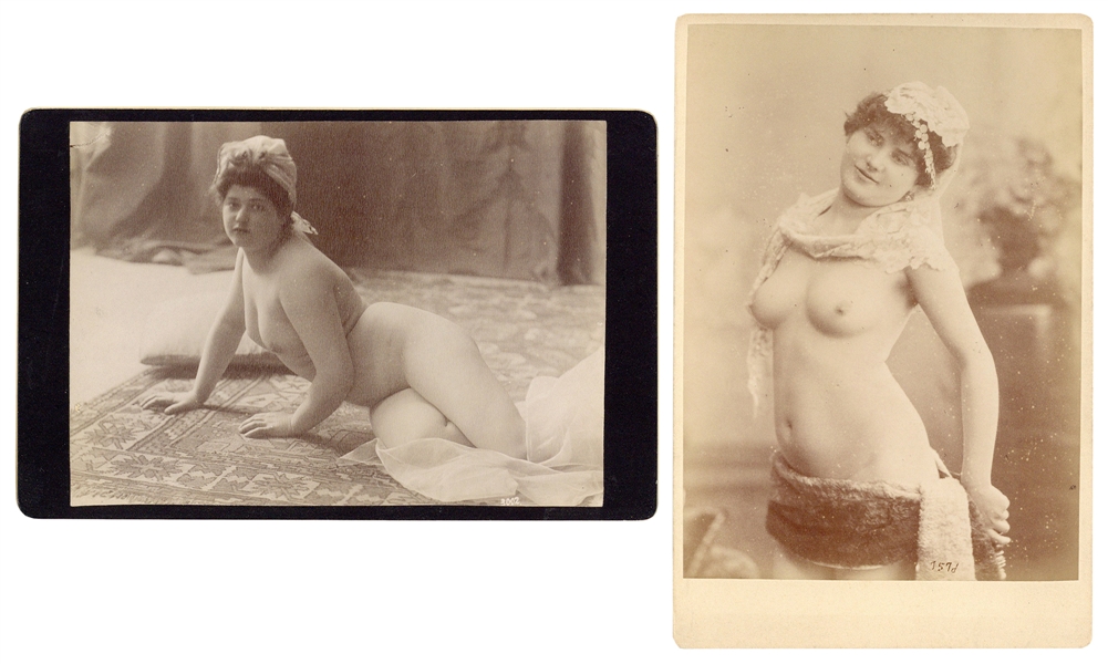  [EROTICA]. Two female nude cabinet photographs. [France?], ...