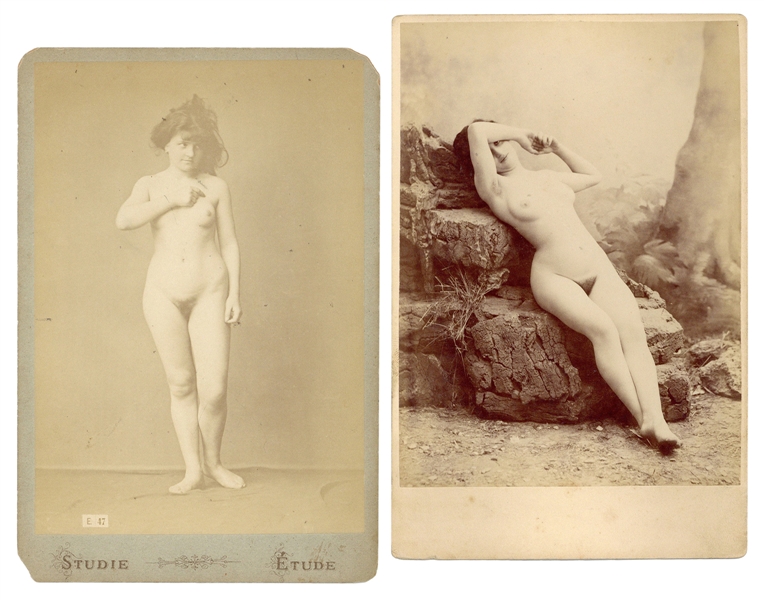  [EROTICA]. Two female nude cabinet photographs. [France?], ...