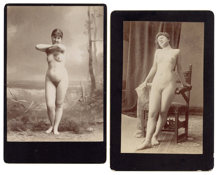  [EROTICA]. Two female nude cabinet photographs. [France?], ...