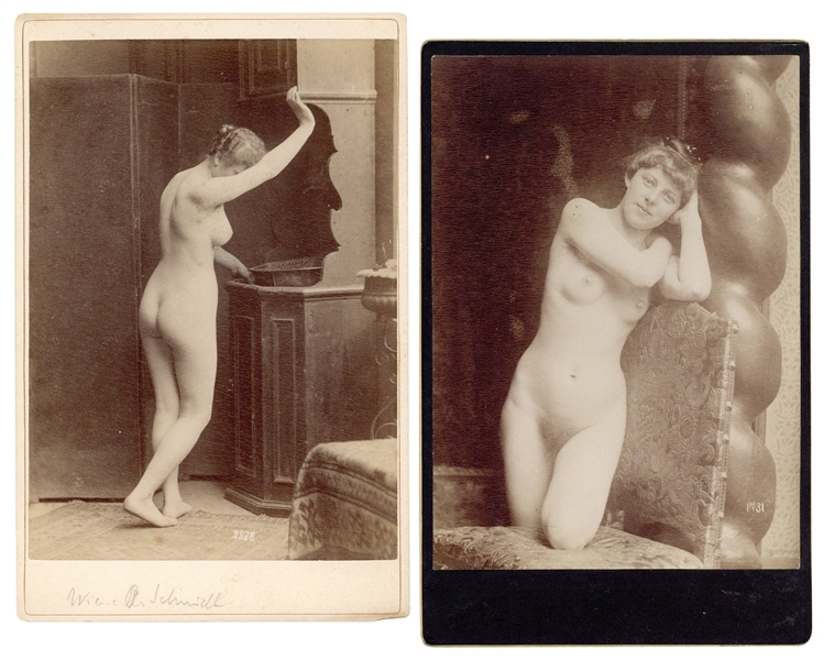  [EROTICA]. Two female nude cabinet photographs. [France?], ...