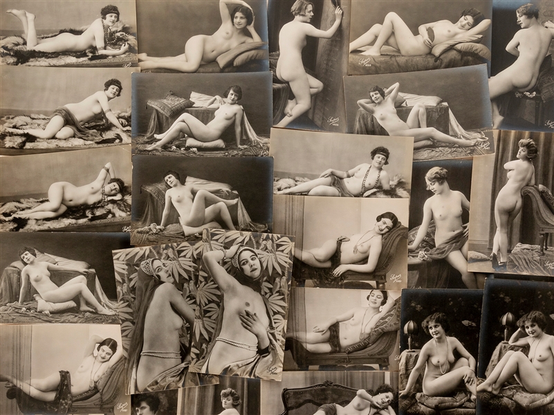  [EROTICA]. [“FRENCH” POSTCARDS]. A group of 23 erotic real ...