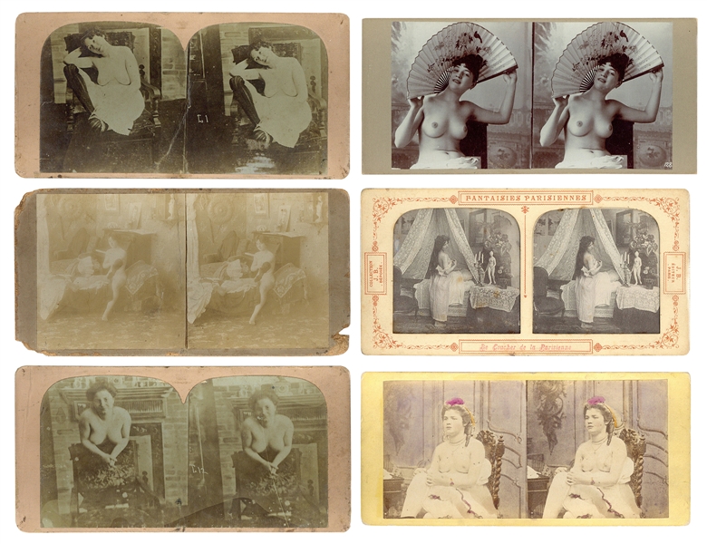  [EROTICA]. Twelve nude and risqué stereoviews of women. 19t...