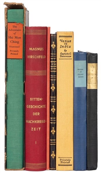  [EROTICA]. A group of 7 books. [V.p.: 1927-1932]. 8vos. Eac...