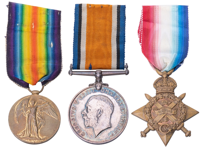  [WORLD WAR I]. A trio of British medals issued to N. Hozier...