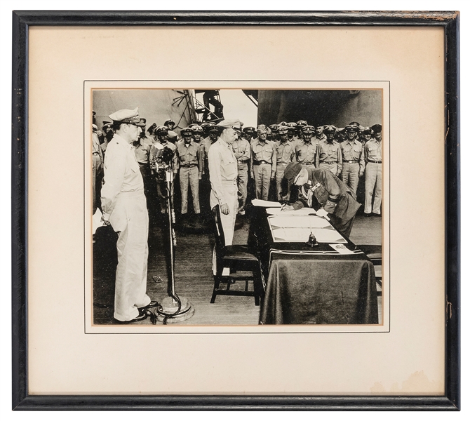  [WWII EPHEMERA]. Photograph of the Japanese surrender on th...