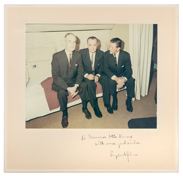  JOHNSON, Lyndon B. (1908-1973). Photograph Inscribed to Ill...