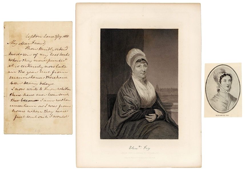  [REFORM]. FRY (NÉE GURNEY), Elizabeth (1780-1845). Autograp...