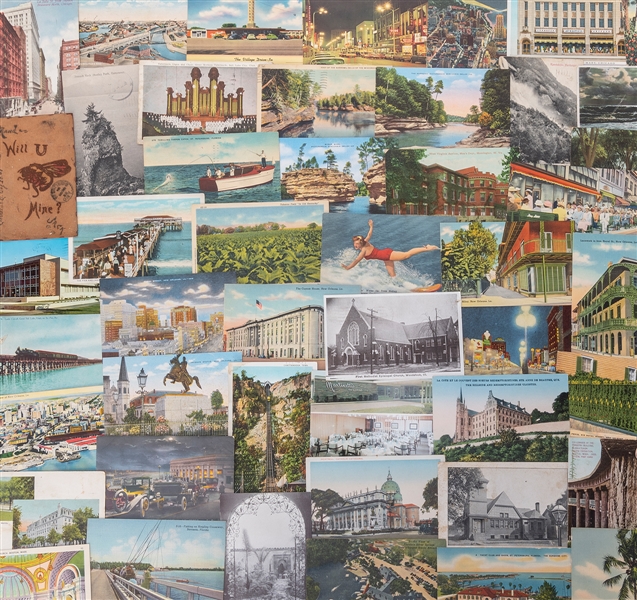  [POSTCARDS]. Dealer inventory of hundreds of vintage postca...