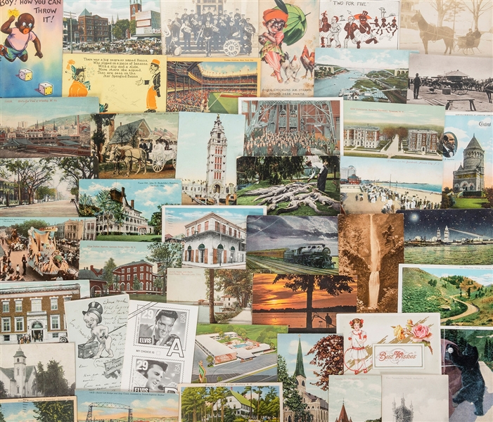  [POSTCARDS]. Massive dealer inventory of vintage U. S. post...