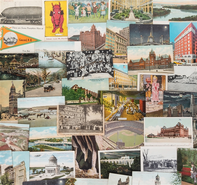  [POSTCARDS]. Massive dealer inventory of vintage U. S. post...